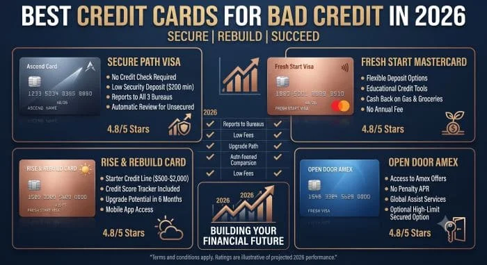 Best Credit Cards for Bad Credit in the USA (2026): Rebuild Your Credit Score Fast